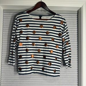 J. Crew cotton striped tee with copper dots G-4